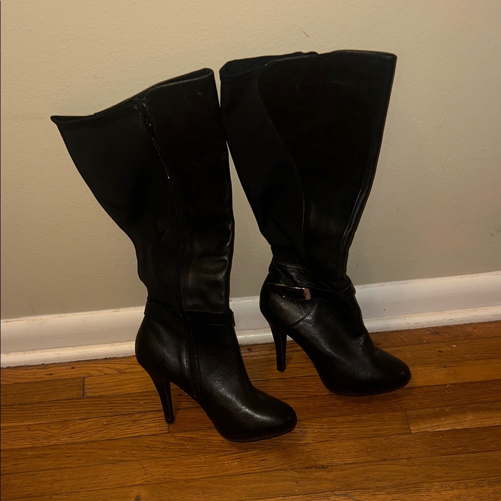 Elegant Black High-Heel Knee Boots for Women